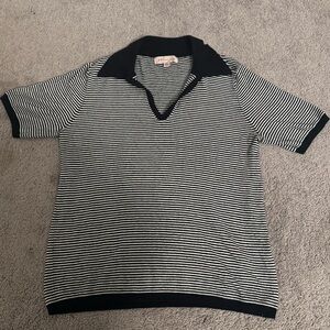 Philosophy Black & White Striped V-Neck Blouse - Size Medium